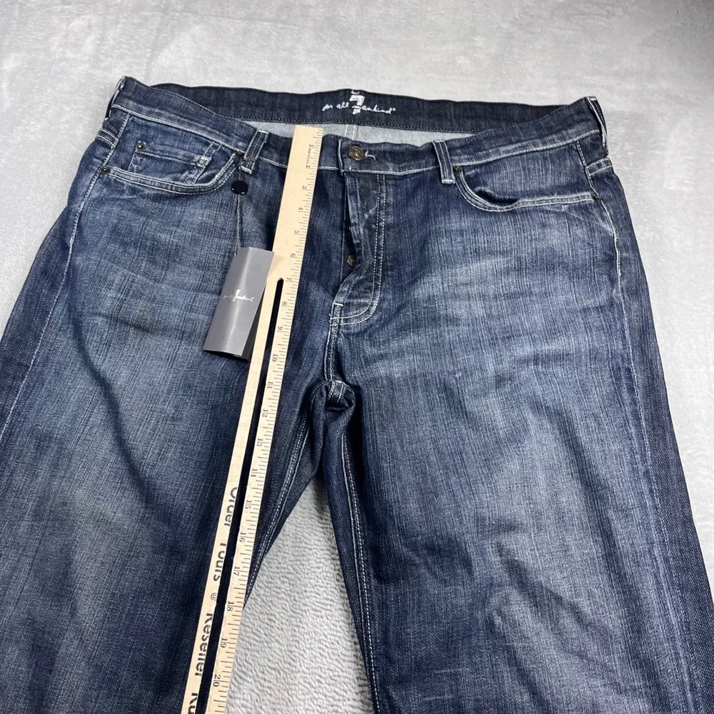 7 For All Mankind Standard Straight Leg Jeans Mens 38 Blue‎ T521408S Button Fly